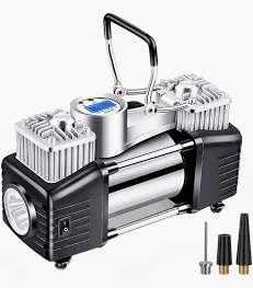 COMPRESOR DE AIRE 12V, 150 PSI, CILINDRO 2X40MM 35 AMP PLATEADO 345140190MM