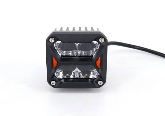 OFF ROAD FARO DE LED UNIVERSAL CUADRADO 3'' COLOR BLANCO CON GIROS AMBAR - 20 WATTS - 4 CHIP OSRAM P8 - 12V/24V